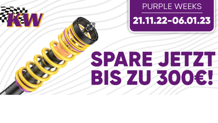 KW Purple Weeks: Beim Kauf eines Gewindefahrwerks bis zu 300 Euro* sparen!KW Purple Weeks: